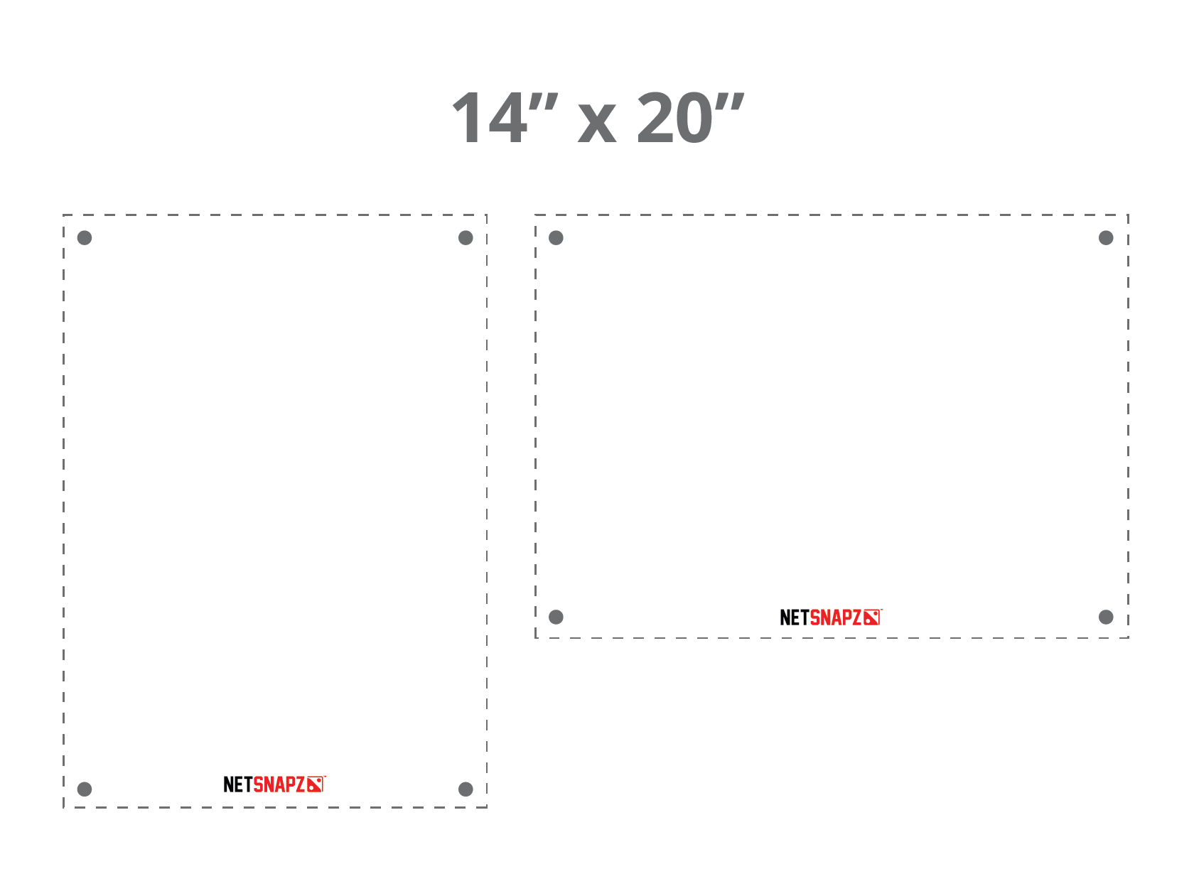 14 by 20 inch NetSnaps snap-on net banner size guide